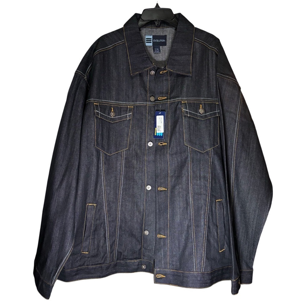 NWT Evolution Jean’s Co. Denim Jean Jacket Men’s Size 3XL *Color Transfer*